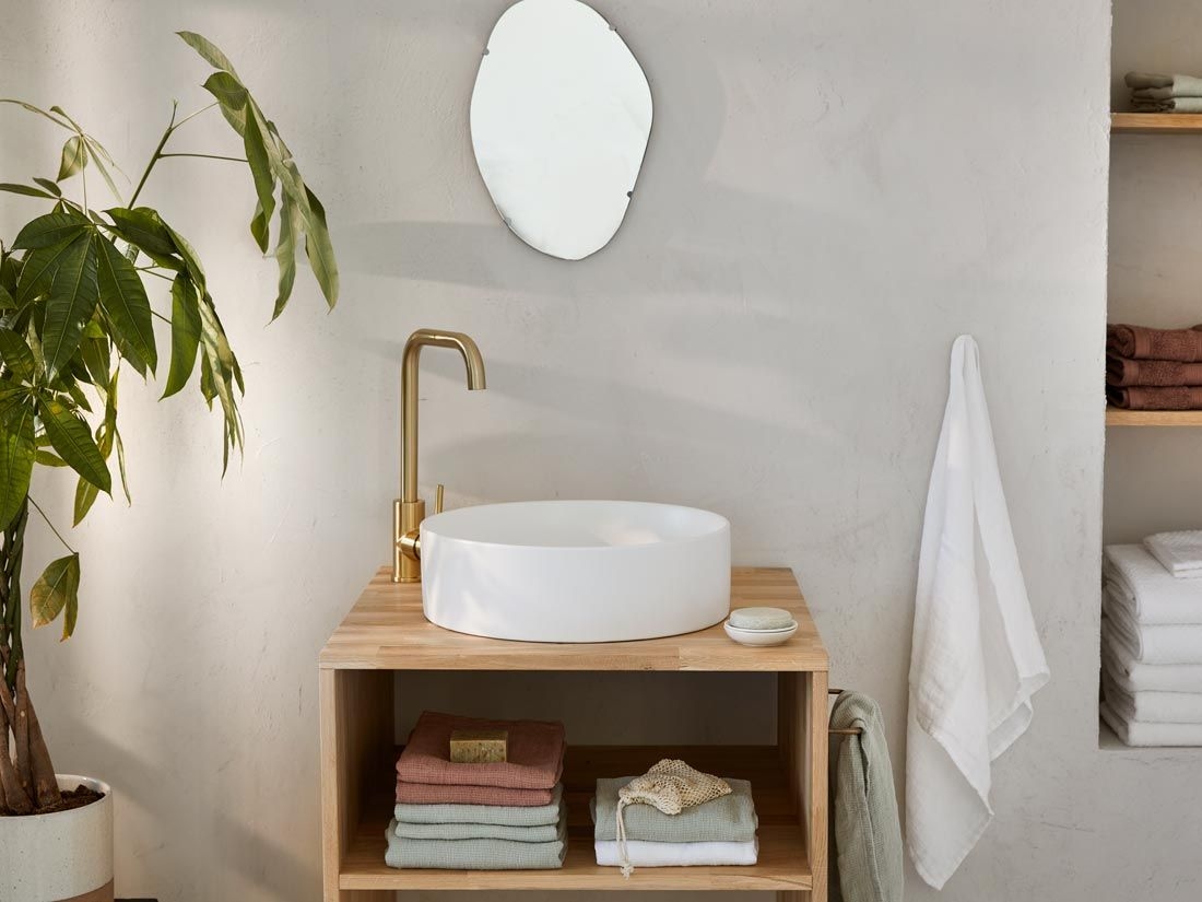 Serviette lin lavé nid d'abeille blanc pur 70x140 - 1 pc