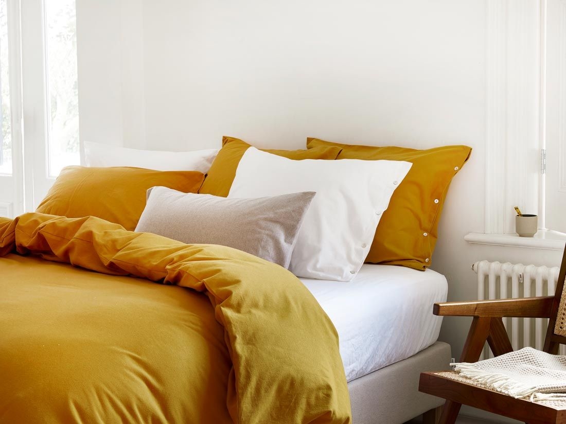 Housse de couette flanelle de coton jaune d'Inde