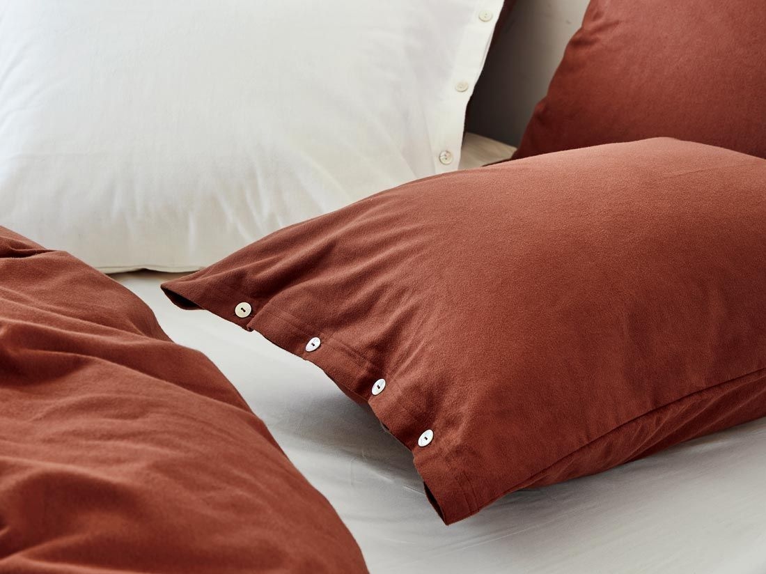 Taie d'oreiller flanelle de coton velours rouge
