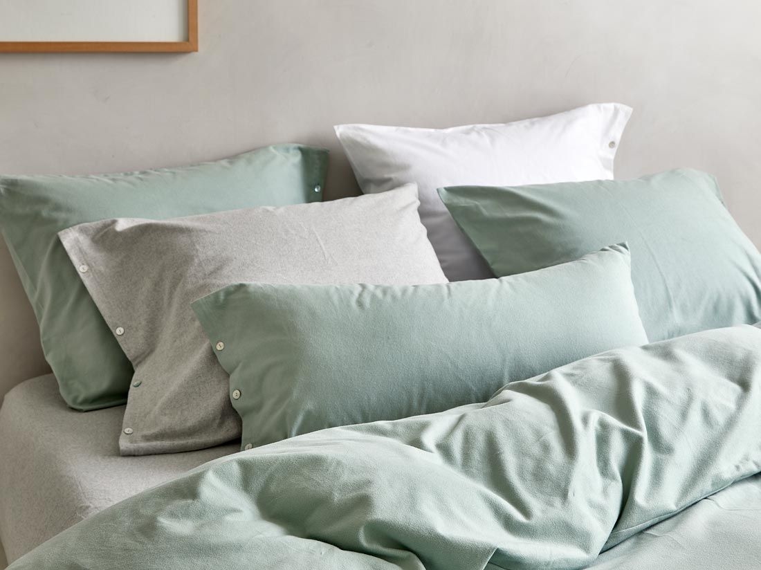 Taie d'oreiller flanelle de coton pale green 50x60