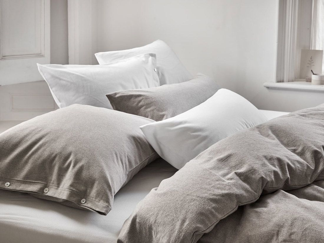 Parure de lit flanelle de coton marron pierre