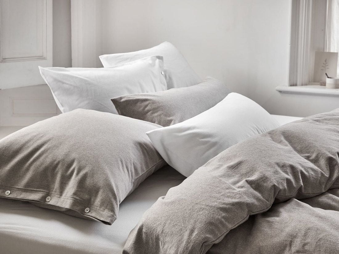 Housse de couette flanelle de coton marron pierre