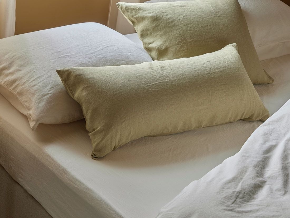 Taie d'oreiller chanvre/coton vert botanique