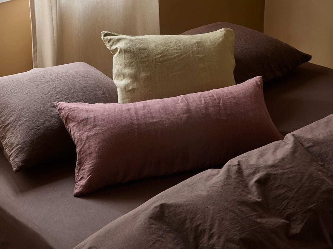 Taie d'oreiller chanvre/coton marron grillé