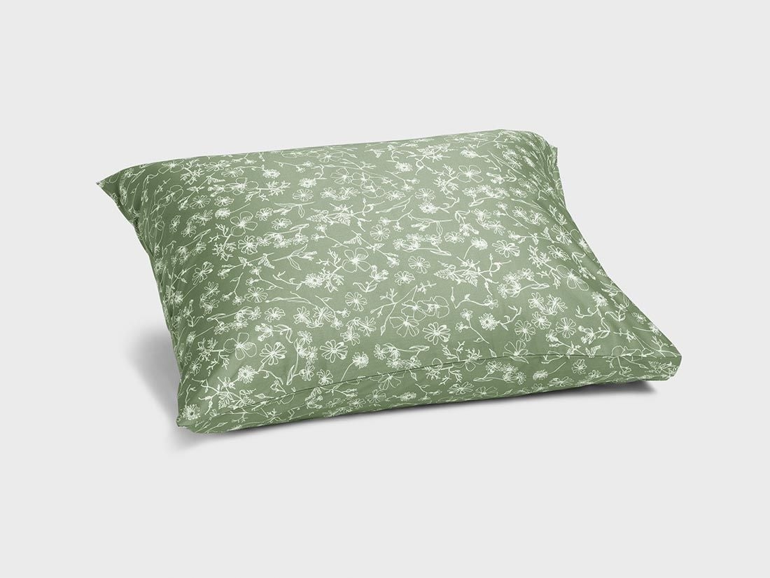 Taie d'oreiller satin de coton fields of olive 50x60