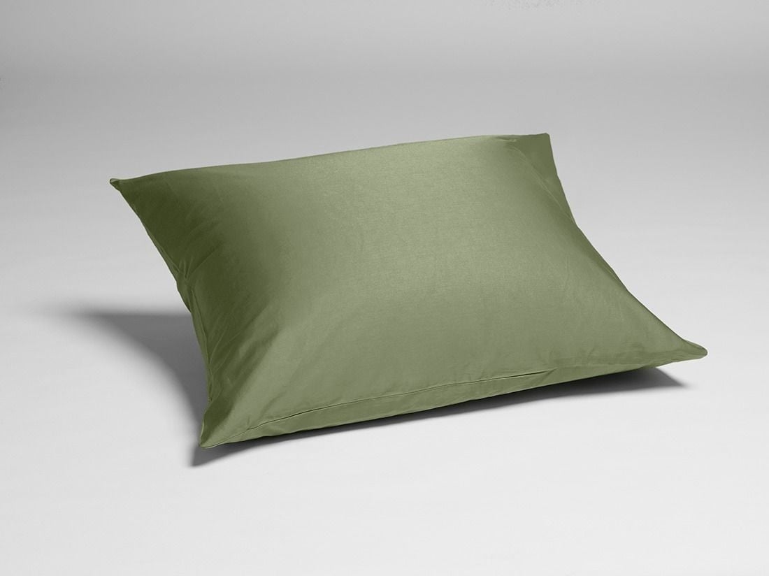 Taie d'oreiller satin de coton vert olive moyen