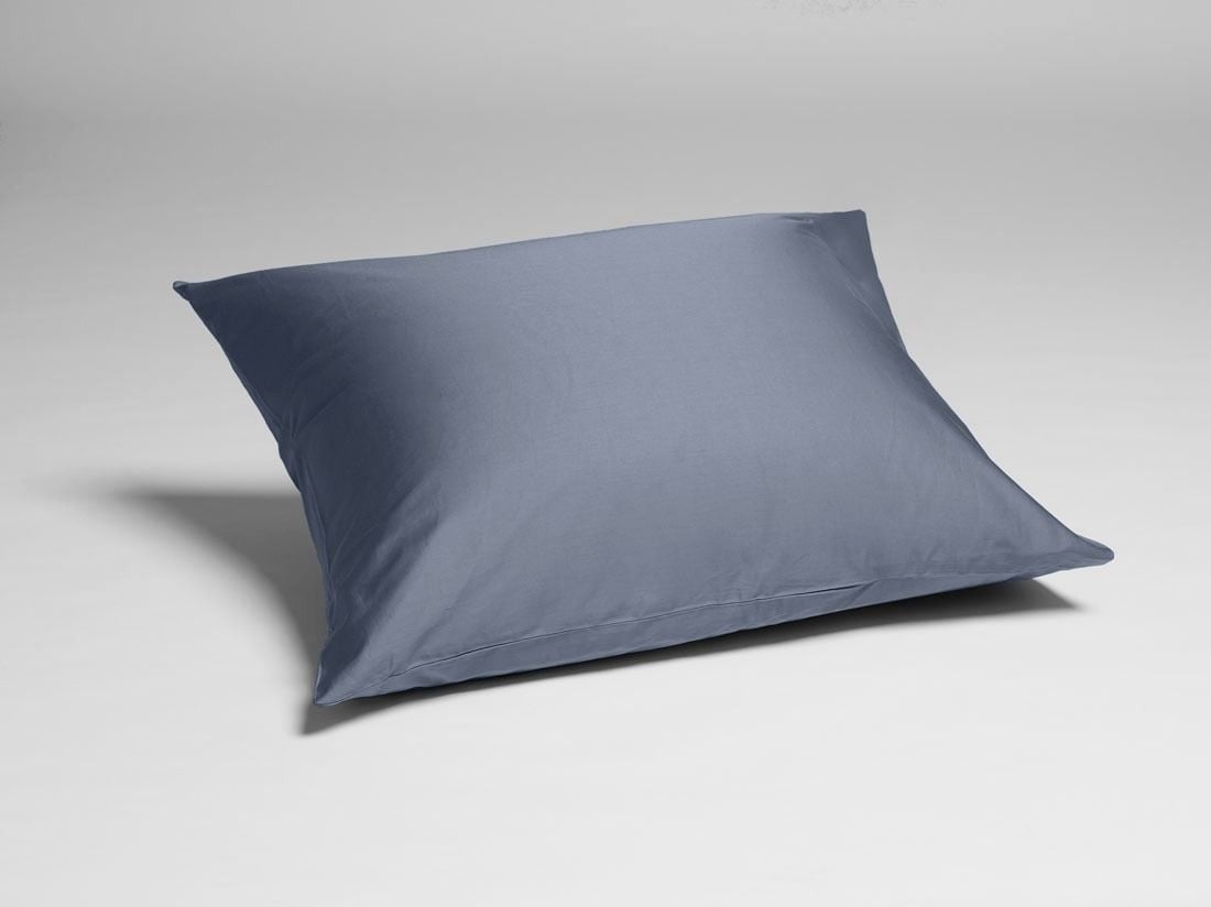 Taie d’oreiller satin de coton bleu brumeux