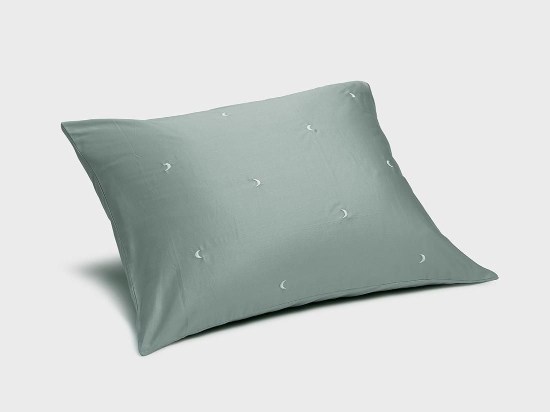 Taie d'oreiller satin de coton sea green moon 50x60