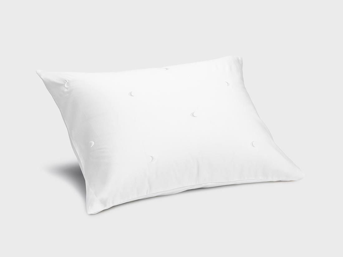 Taie d'oreiller satin de coton lune blanche