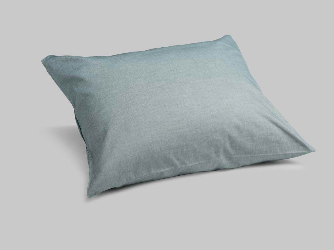Taie d'oreiller coton TENCEL™ vert chambray
