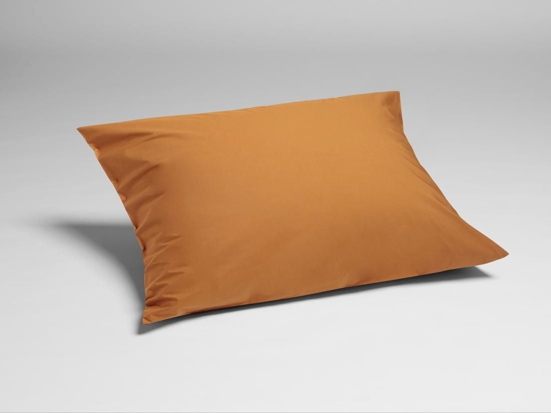 Taie d'oreiller percale de coton jaune ocre