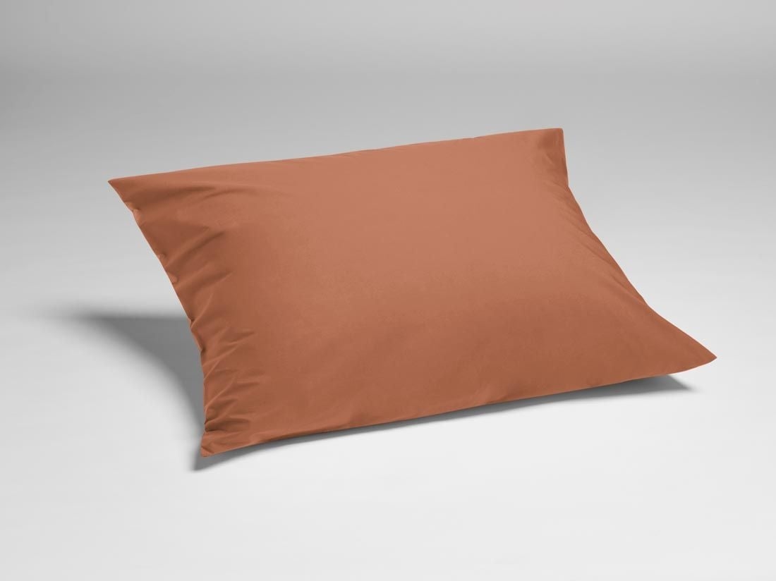 Taie d'oreiller percale de coton terracotta
