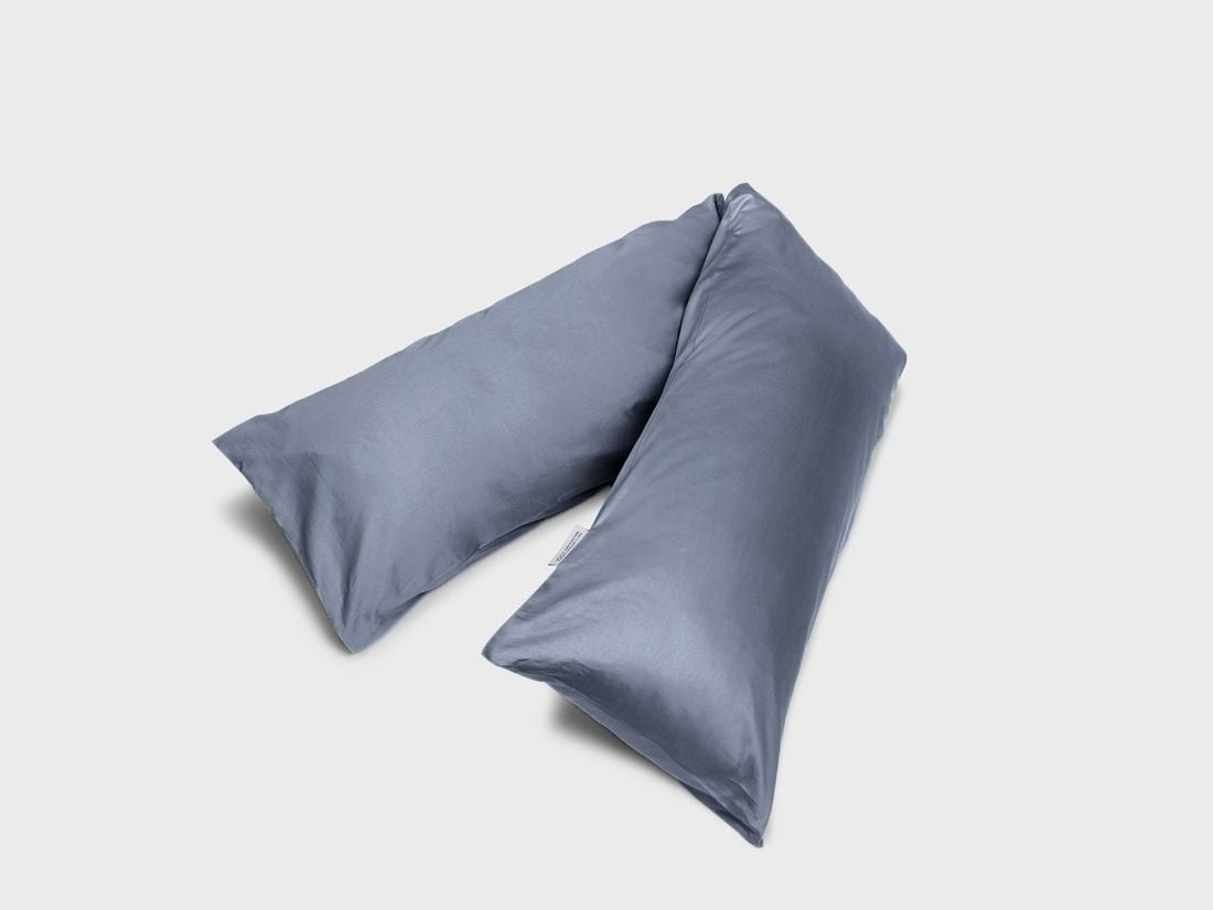 Taie de traversin satin de coton bleu brumeux 37x160
