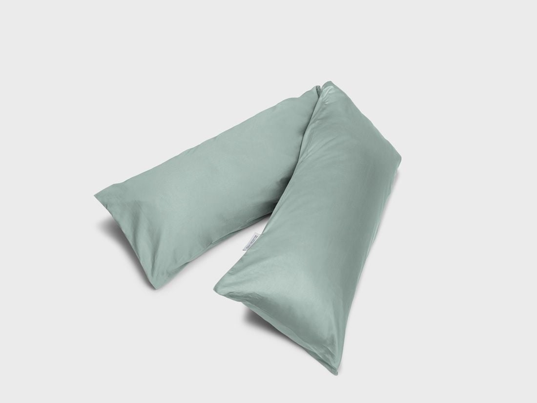 Taie de traversin satin de coton vert d'eau 37x160