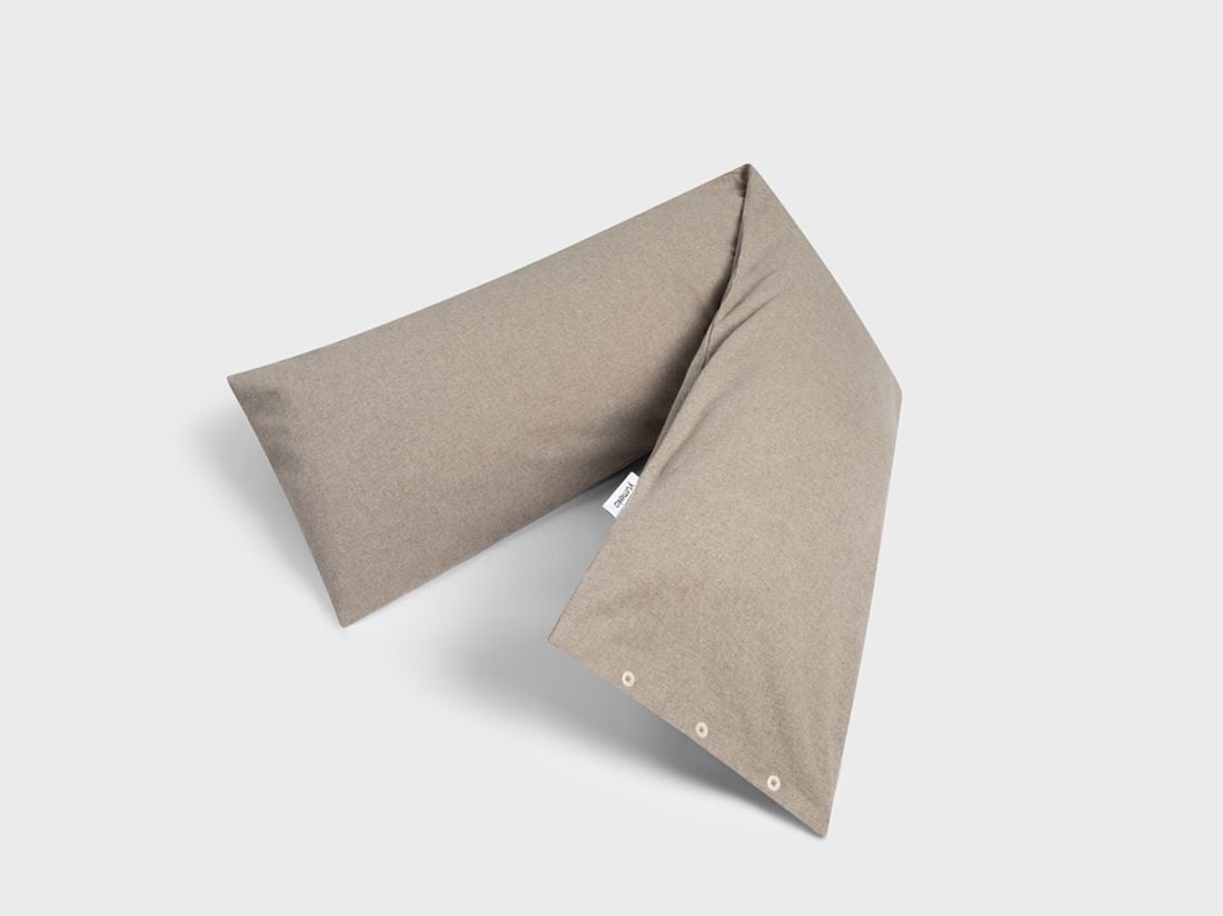 Taie de traversin flanelle de coton marron pierre 37x160