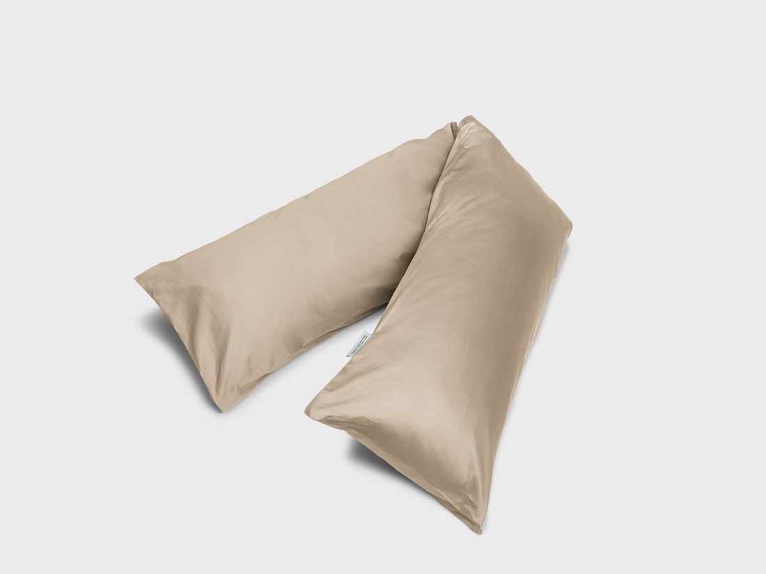 Taie de traversin satin de coton taupe chaud 37x160