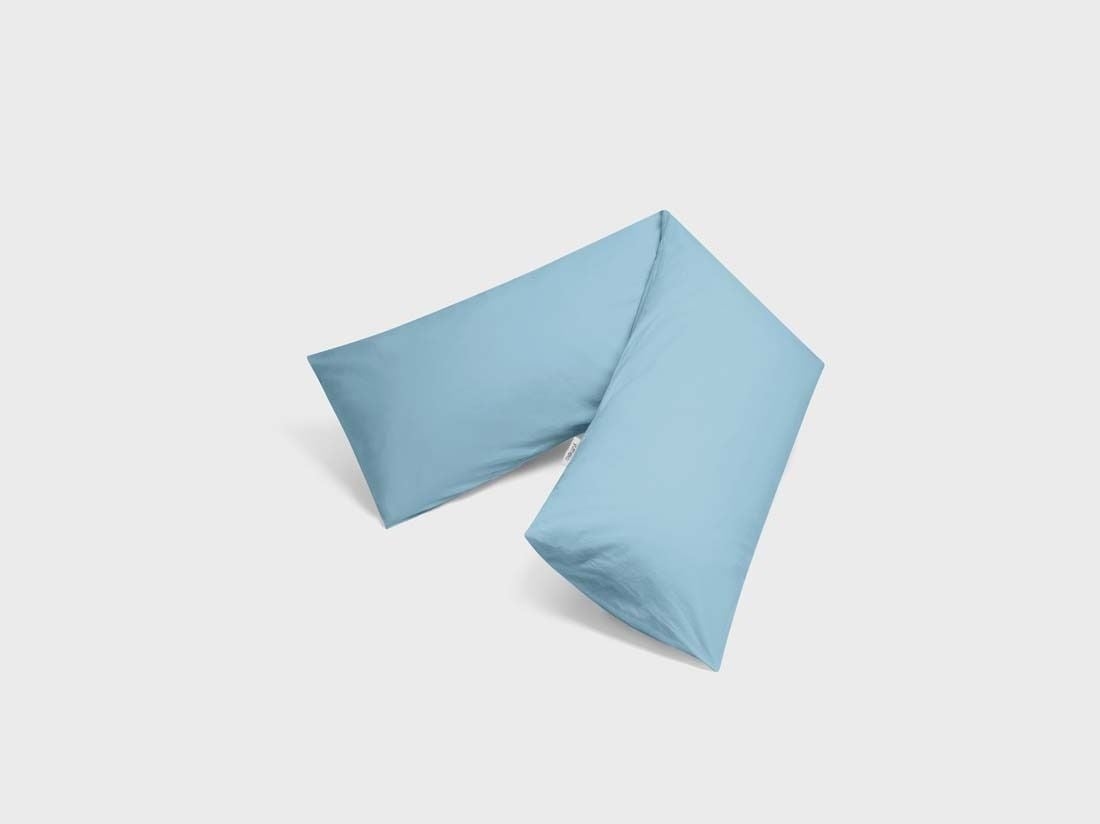Taie de traversin percale de coton bleu lagon 37x160