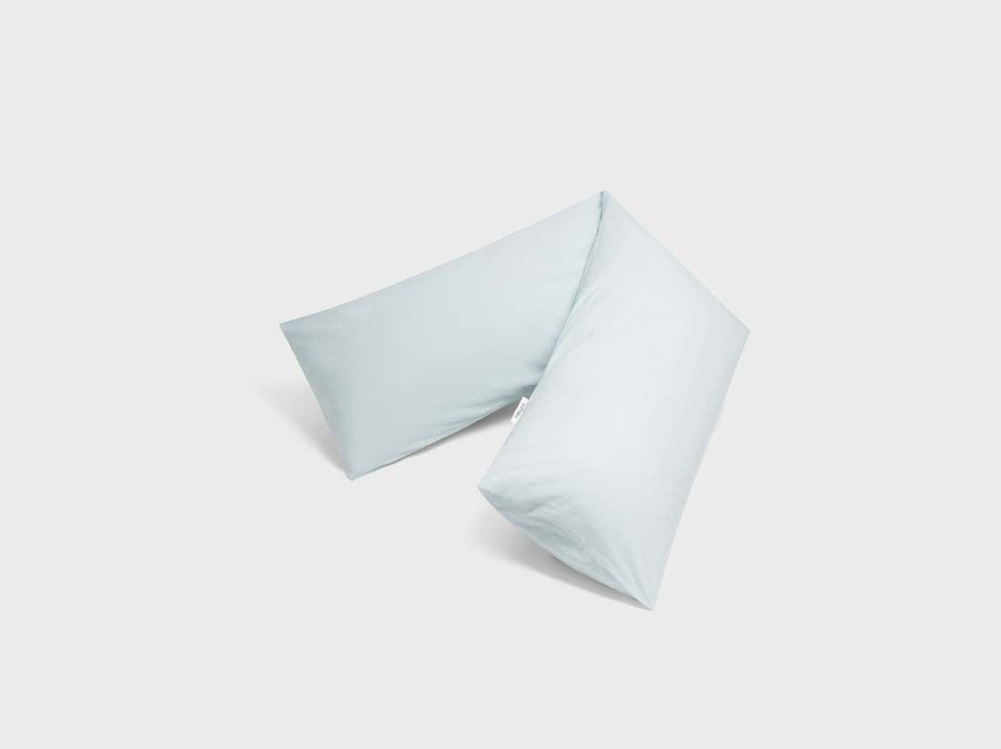 Taie de traversin percale de coton bleu pétillant 37x160