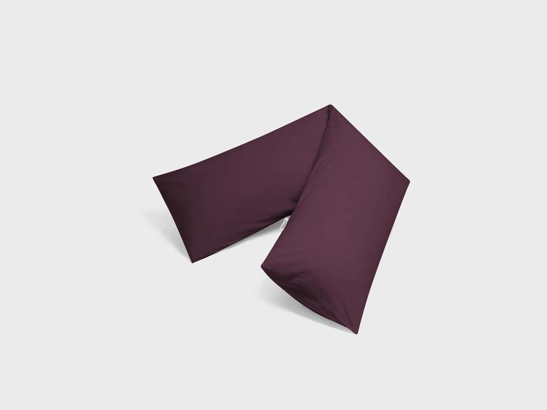 Taie de traversin percale de coton prune enchantée 37x160