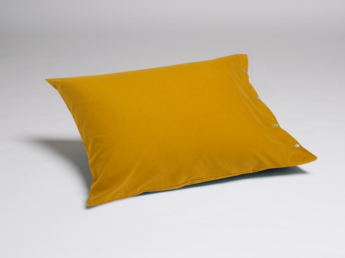 Taie d'oreiller flanelle de coton jaune d'Inde