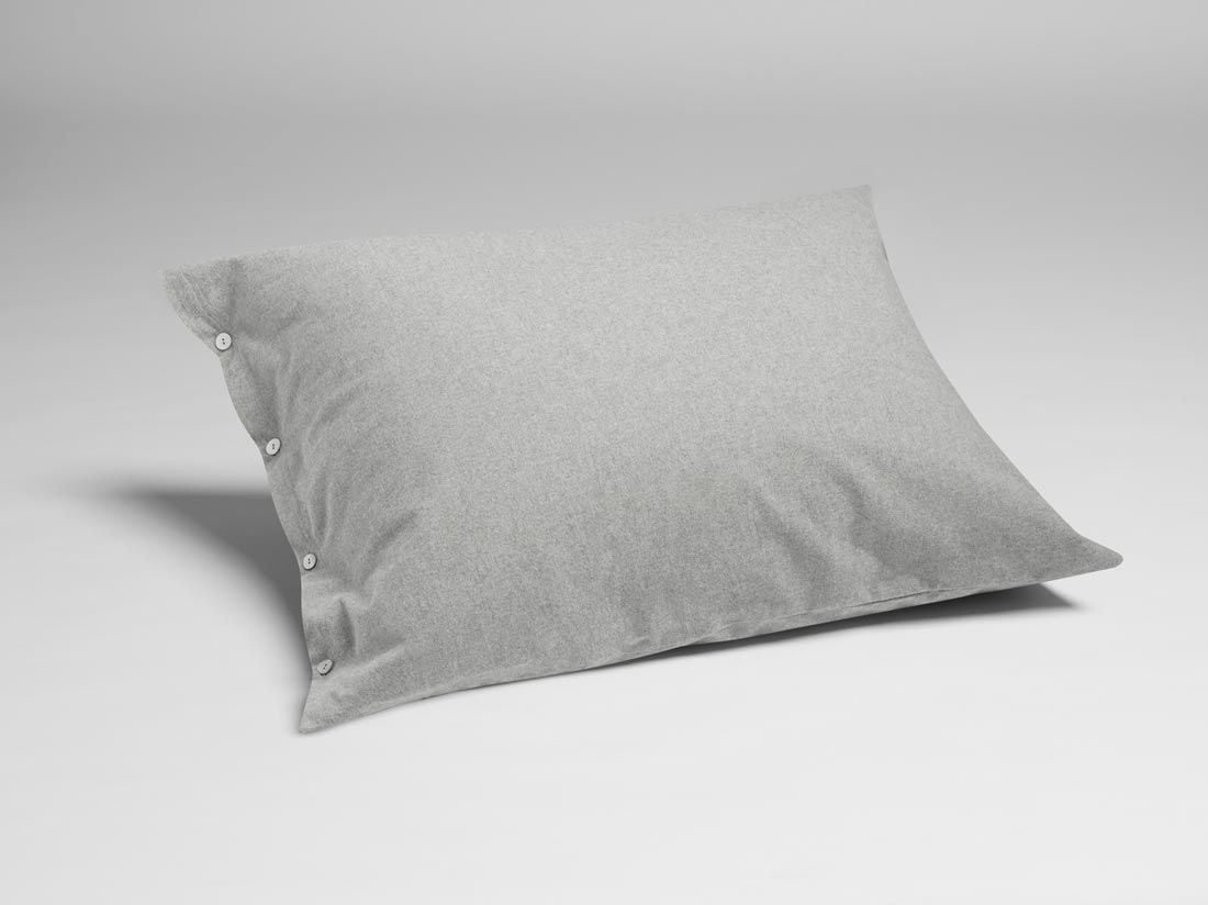 Taie d'oreiller flanelle de coton gris clair