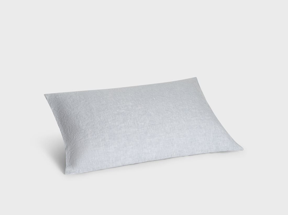 Taie d'oreiller lin lavé bleu chambray 50x70