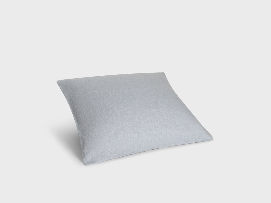 Taie d'oreiller lin lavé bleu chambray 65x65