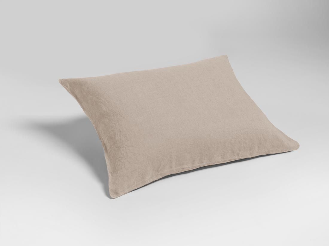 Taie d'oreiller lin lavé dusty rose 50x60