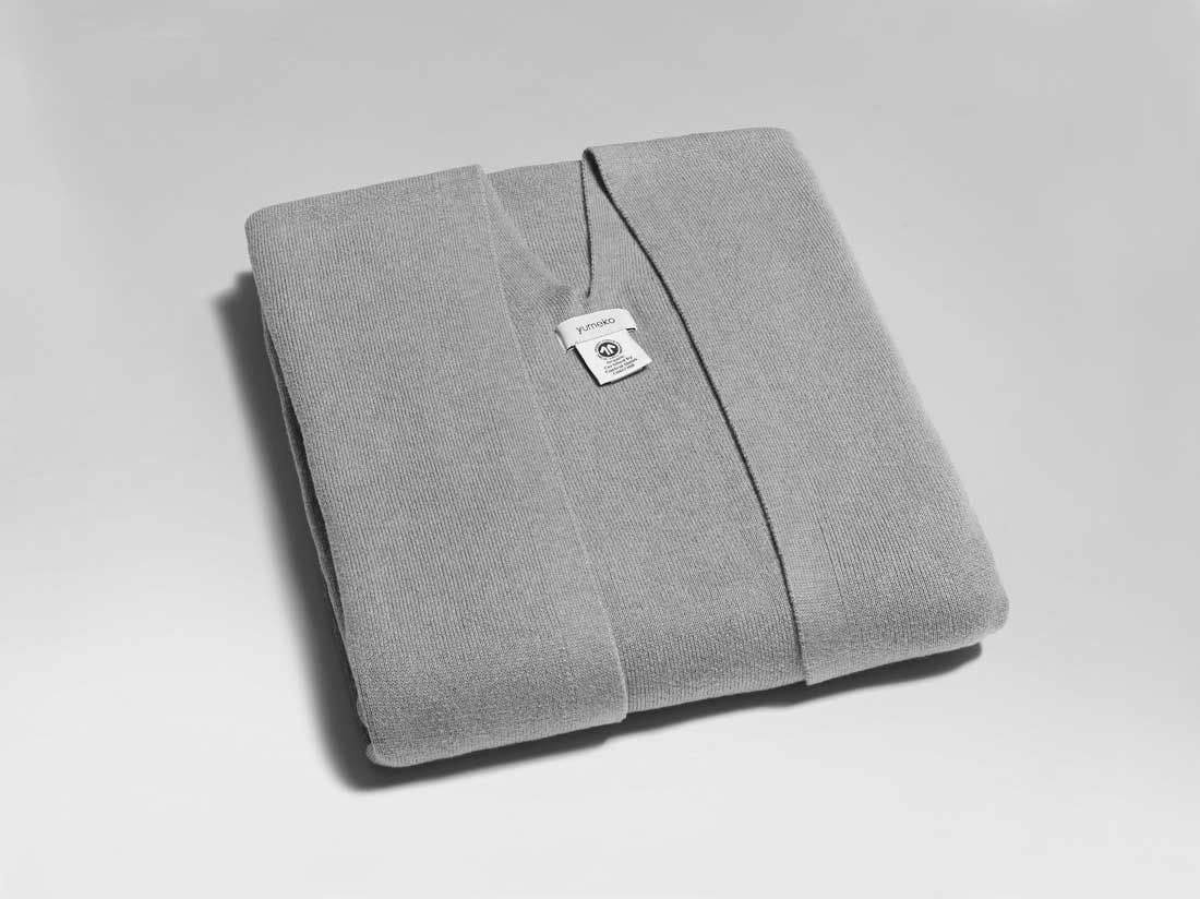 Poncho coton tricoté mélange gris