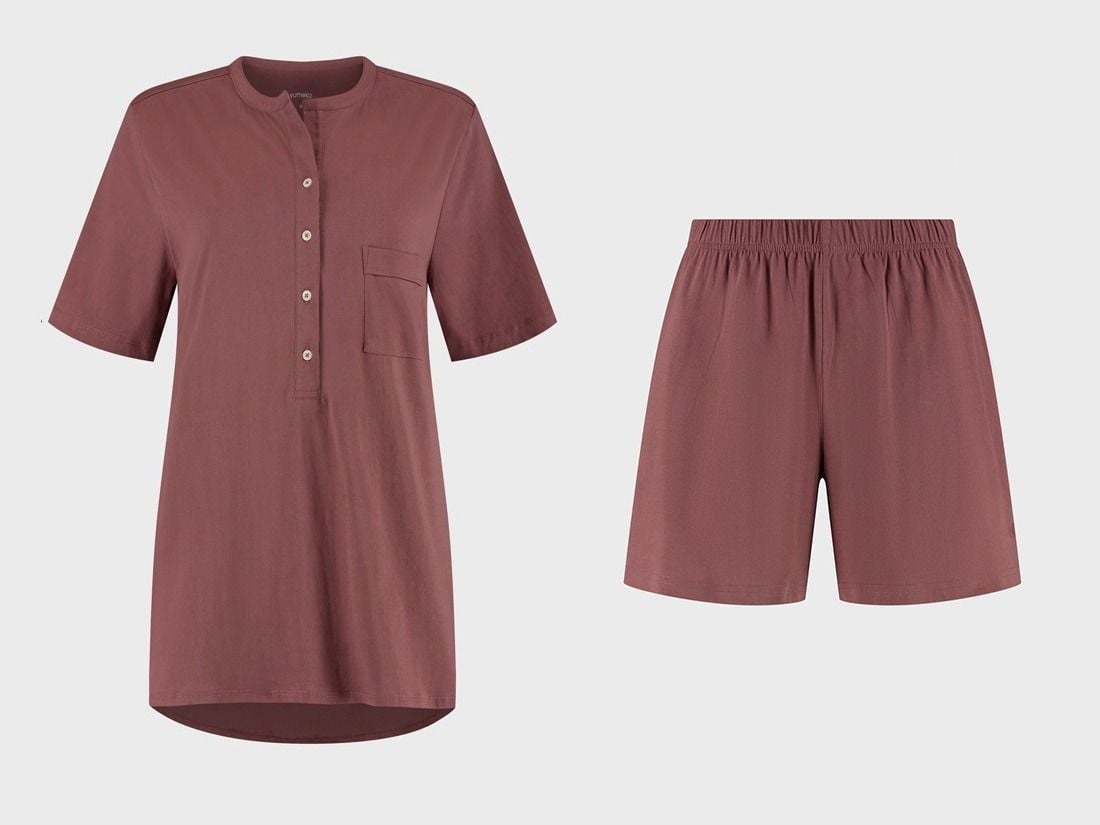 Ensemble de pyjama court en jersey pour femme rose du soir