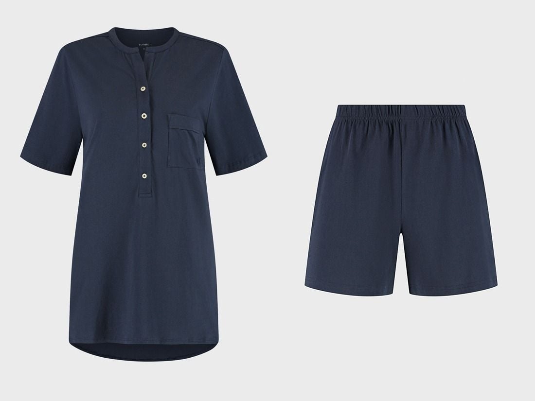 Ensemble de pyjama court en jersey pour femme bleu minuit