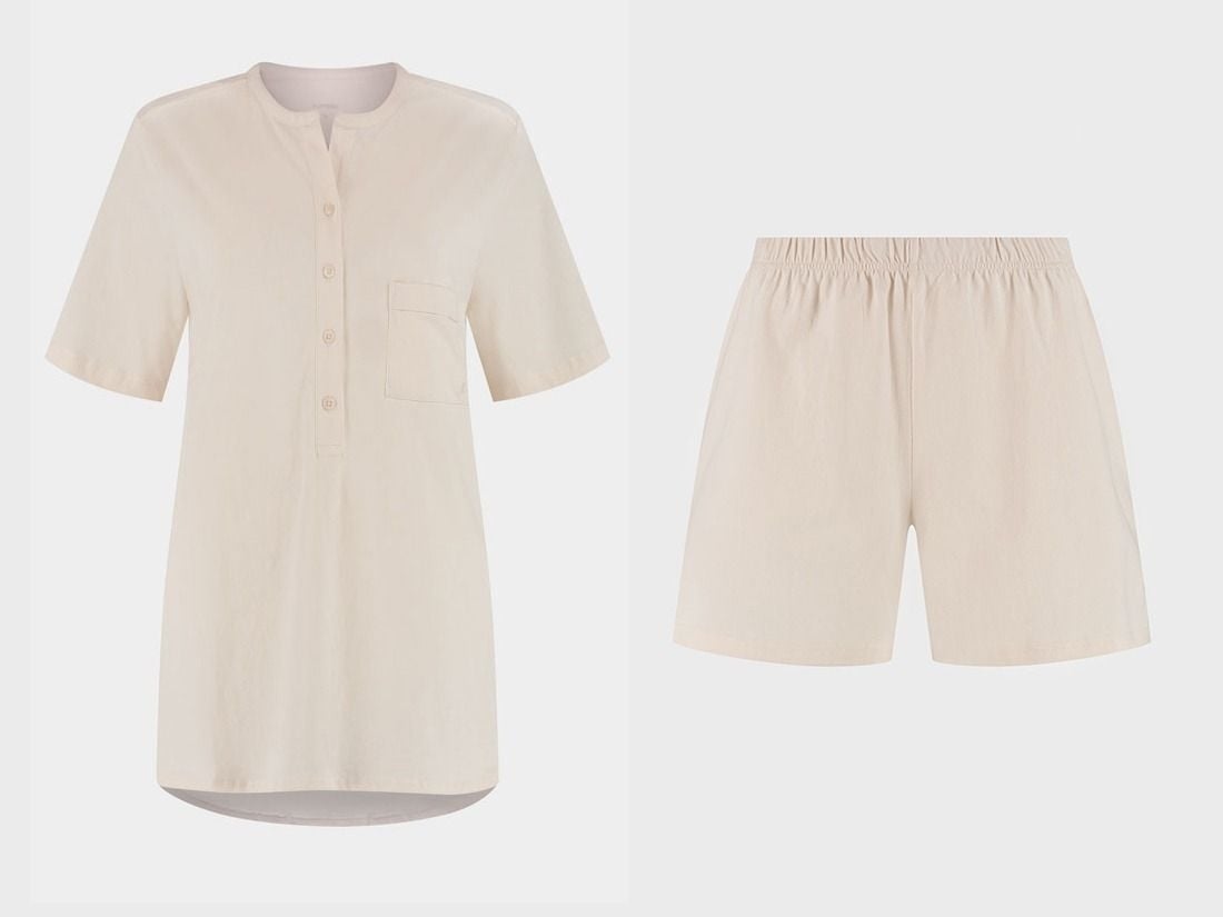 Ensemble de pyjama court en jersey pour femme levant blanc