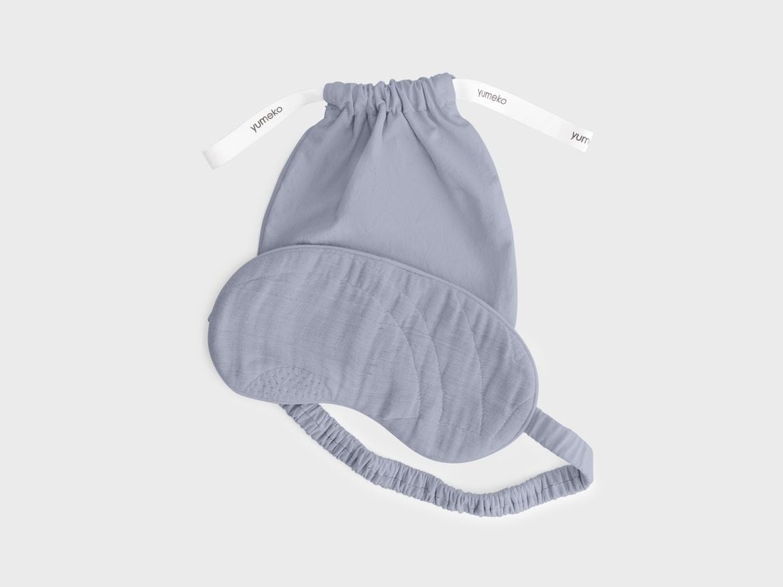 Masque de nuit en mousseline de coton arc bleu lavande
