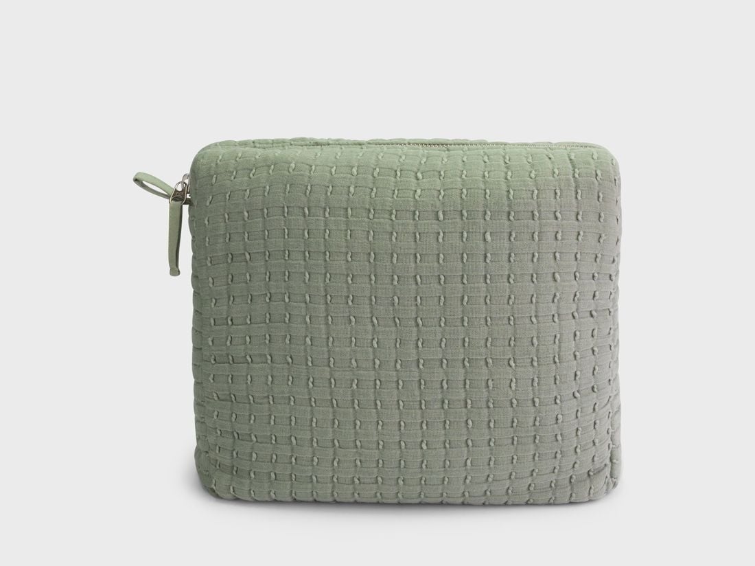 Trousse de toilette en mousseline de coton vert sauge