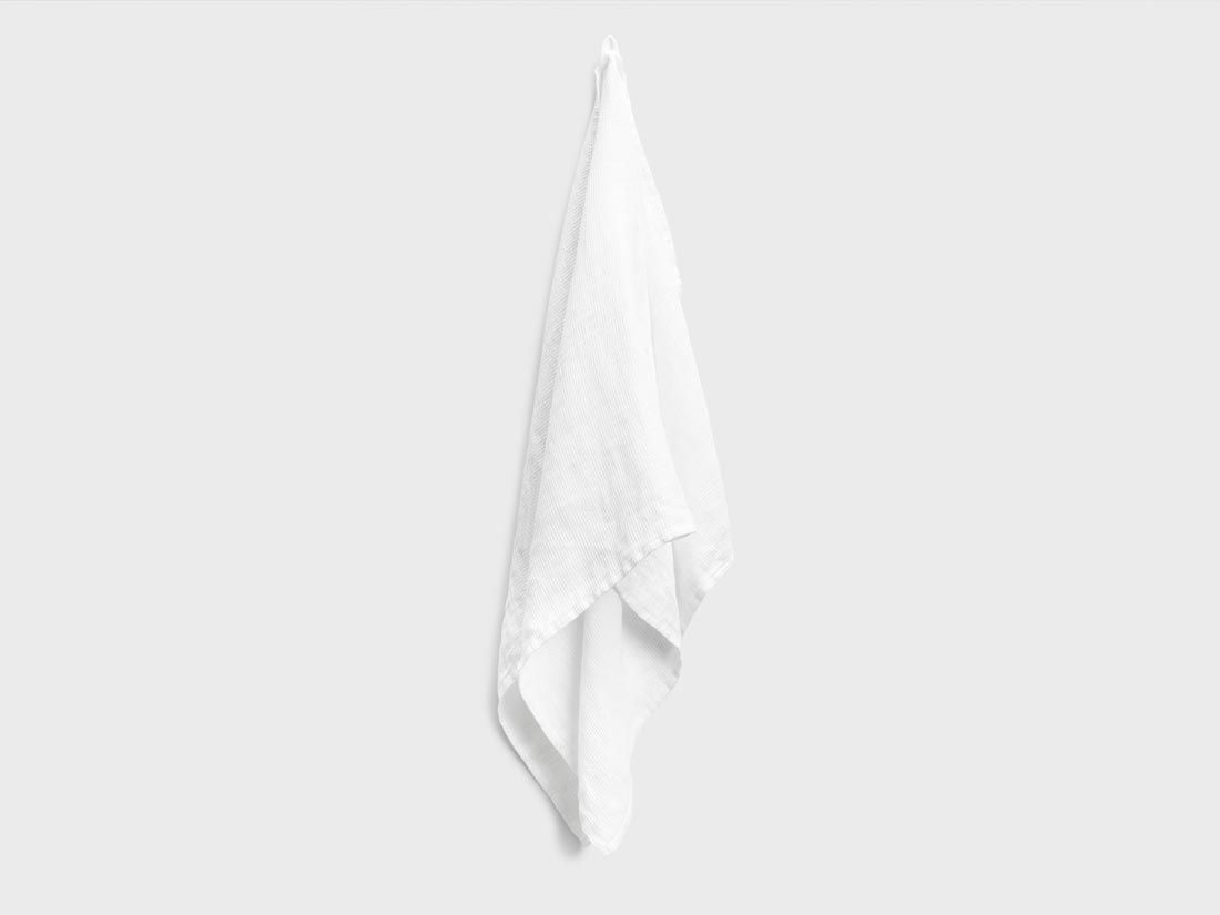 Serviette lin lavé nid d'abeille blanc pur 70x140 - 1 pc