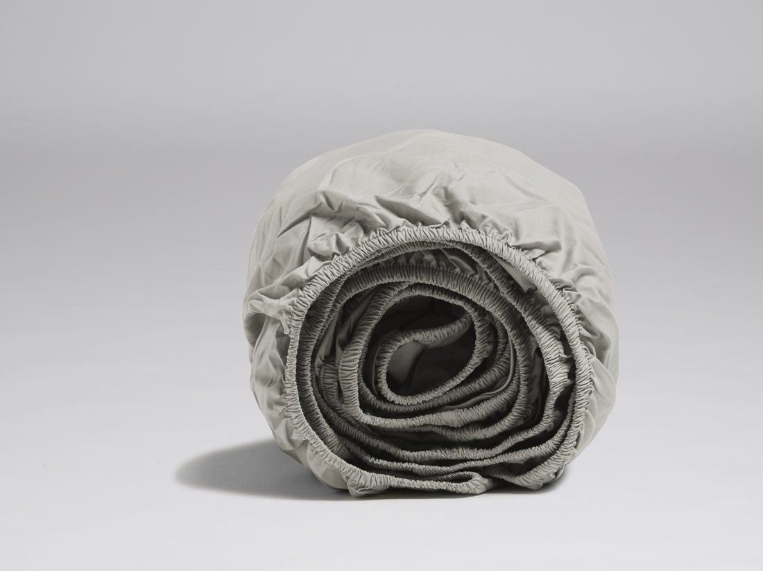 Drap-housse percale de coton gris brumeux 160x200x30