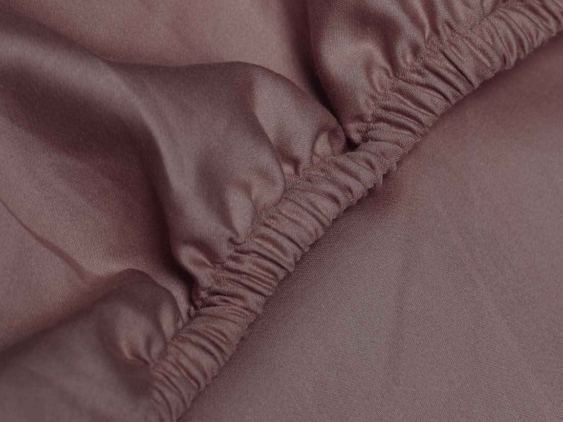 Drap-housse satin de coton rose marron