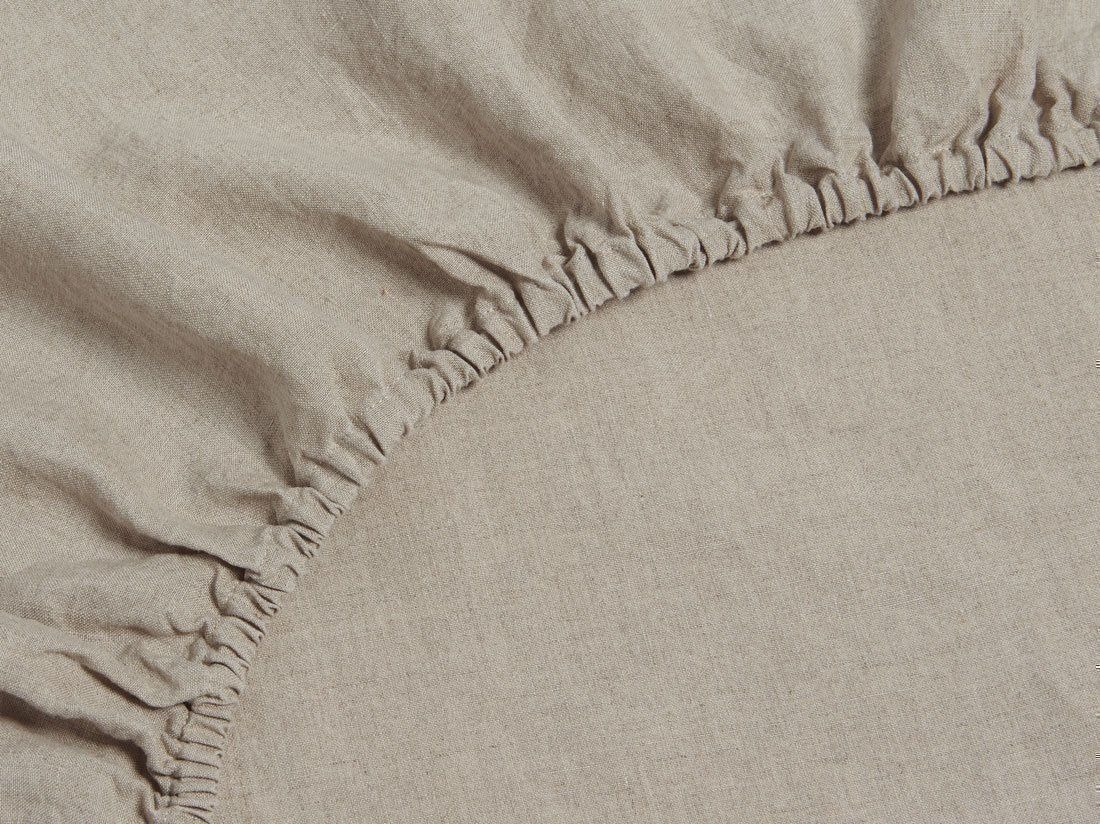 Drap-housse lin lavé naturel
