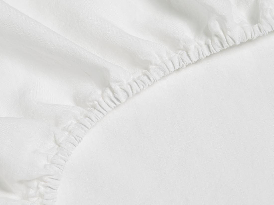 Drap-housse lin lavé blanc pur