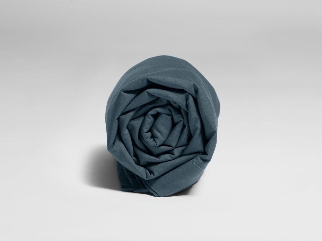 Drap plat enfant percale de coton bleu 80x100