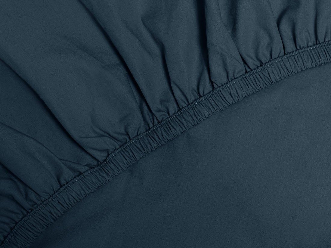 Drap-housse percale de coton bleu marine