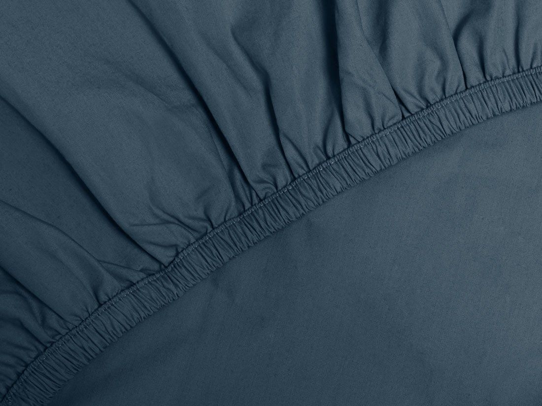 Drap-housse percale de coton bleu