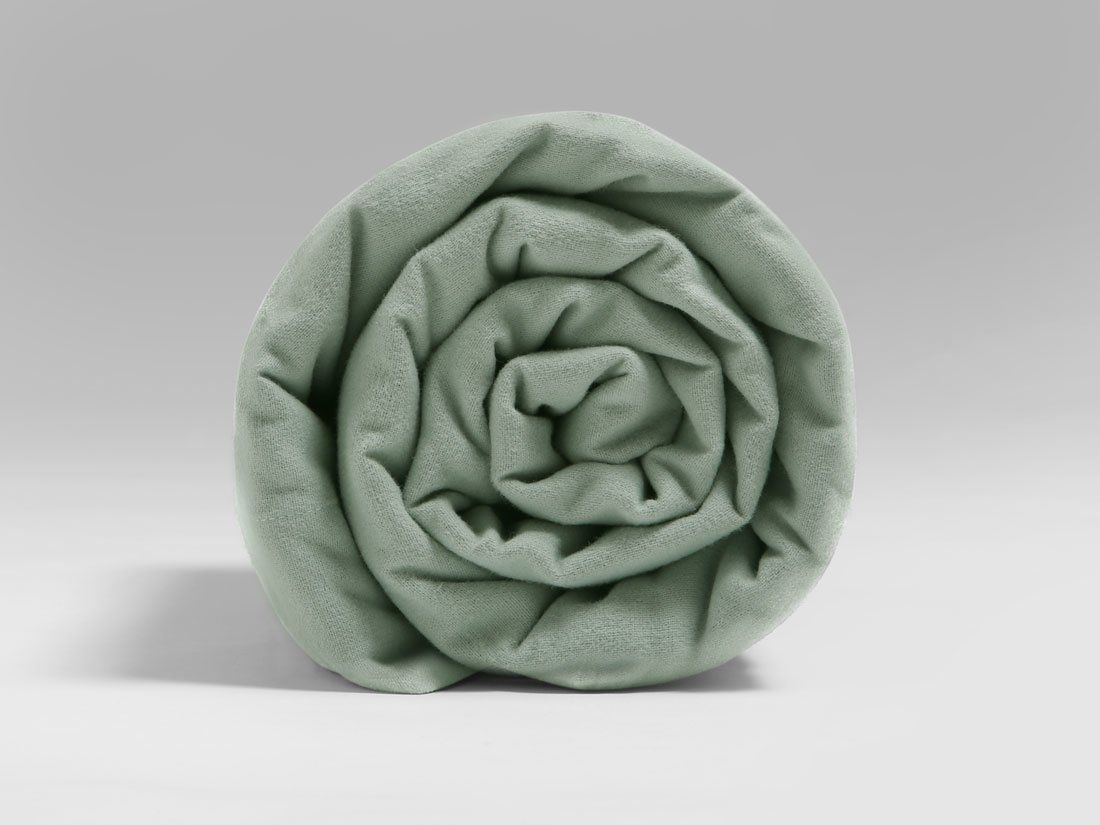 Drap plat flanelle de coton vert pâle