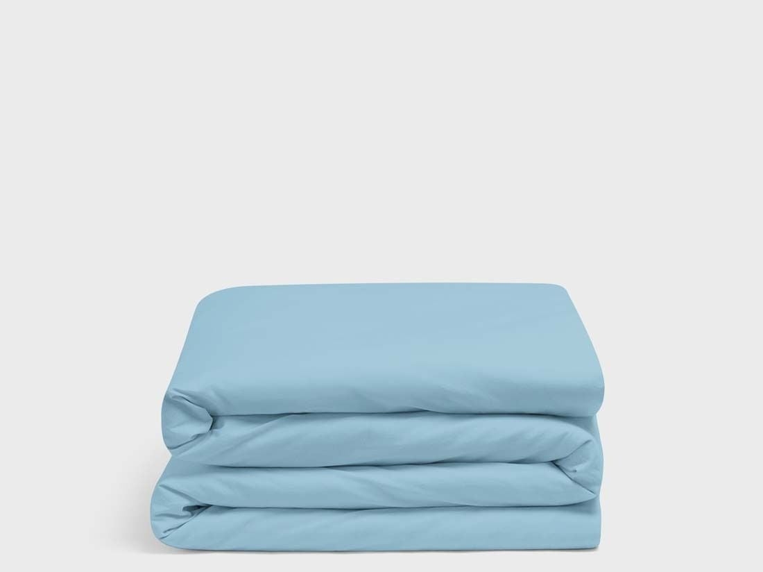 Housse de couette enfant percale de coton bleu lagon