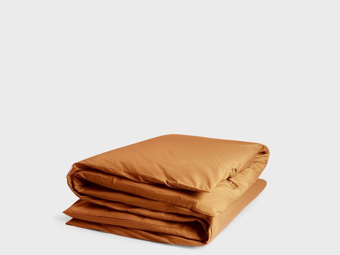 Housse de couette percale de coton jaune ocre