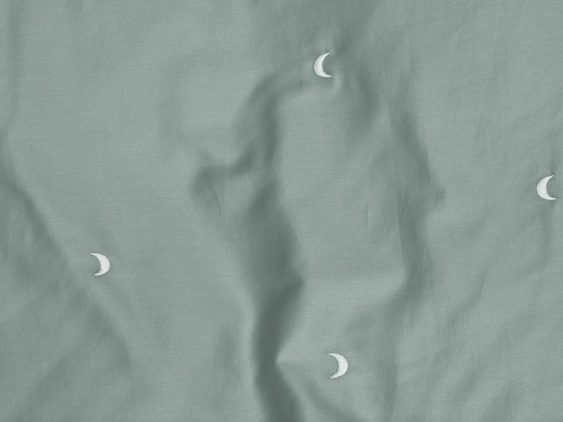 Taie d'oreiller satin de coton lune verte d'eau