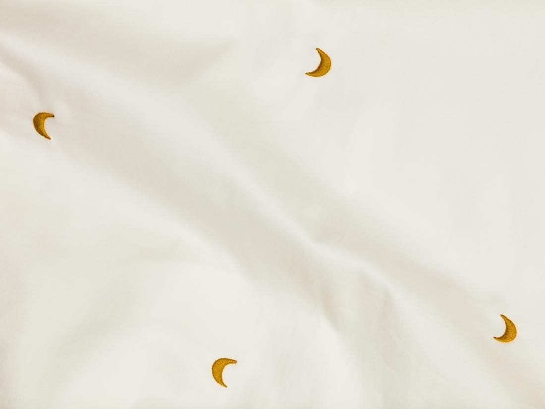 Drap plat enfant satin de coton blanc chaud/lune ocre