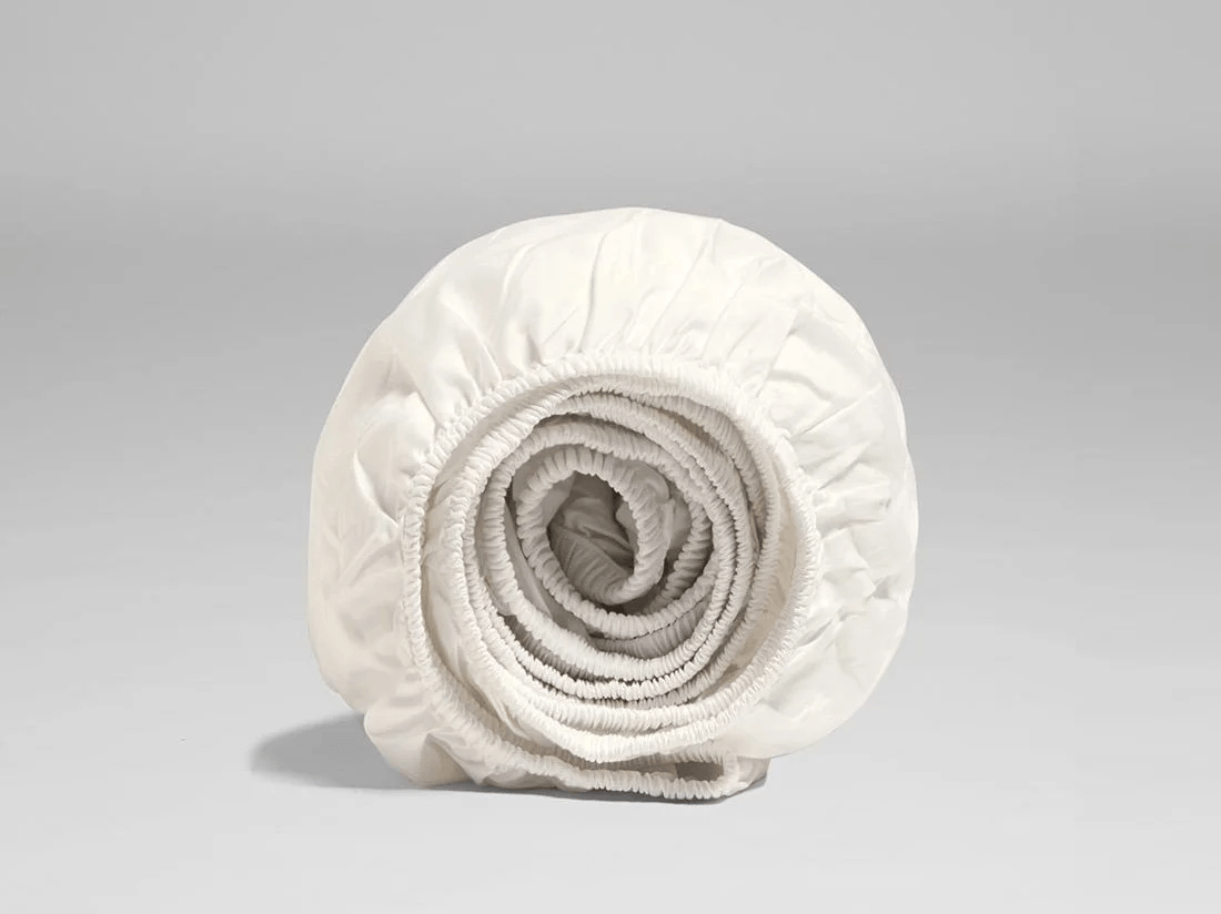 Drap-housse extra haut satin de coton blanc chaud