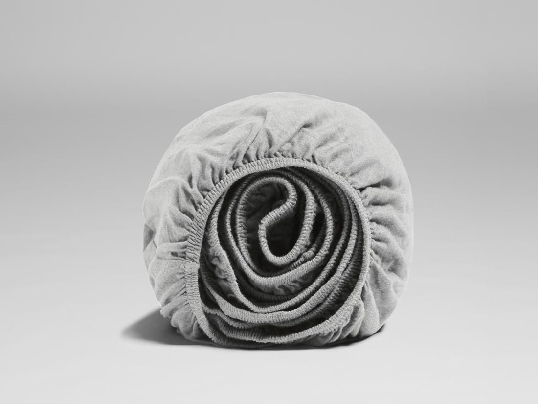 Drap-housse jersey gris blanc