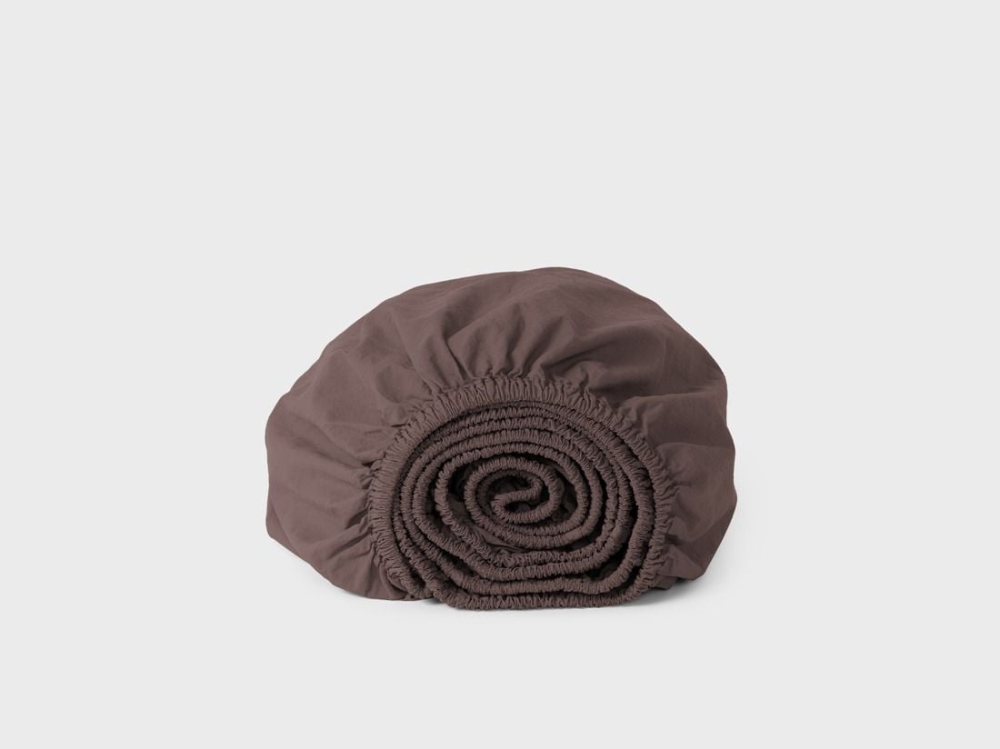 Drap-housse percale de coton marron grillé